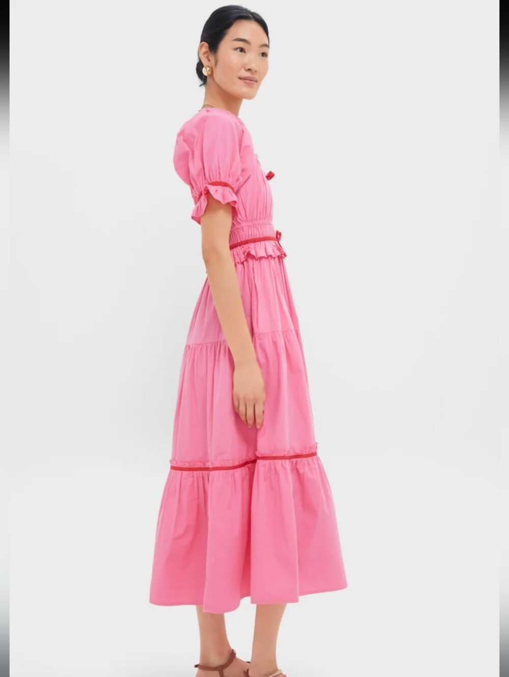 Tuckernuck Pink City Prints Bubblegum Agatha Pink Ruffle Tiered Midi Dress NWT - Picture 4 of 16